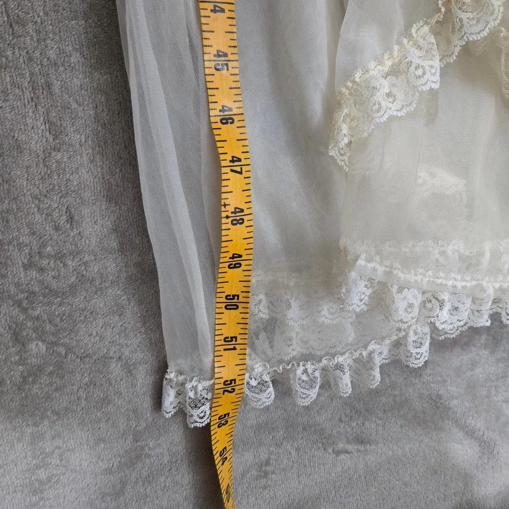 Vtg Tosca Nightgown Robe Peignoir Lingerie Set Sheer Lace Chiffon Medium Bridal
